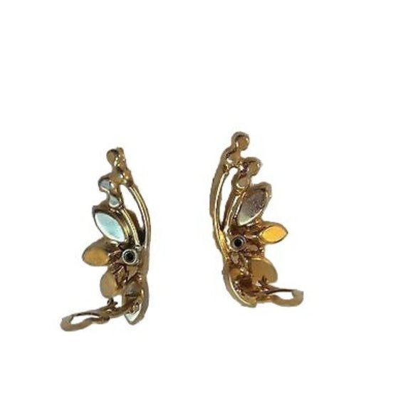 Stunning Topaz Crystals Clip On Earrings Lovely Vintage Costume Jewelry - Picture 6 of 8